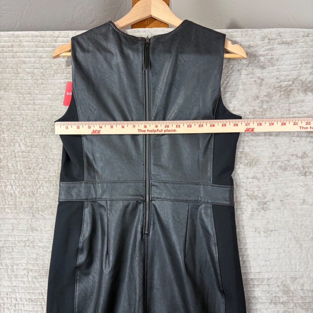 Spanx Luxe Black Leather-Like Combo Front Sheath Dress 20393R Medium NWT - Picture 4 of 12